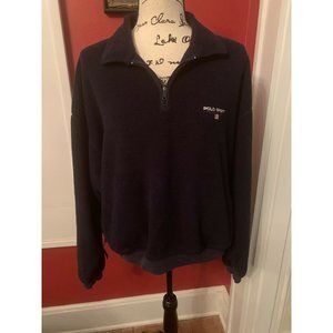 VIntage 90s Y2K Polo Sport Ralph Lauren USA Flag Back Fleece 1/4 Zip Sweater L